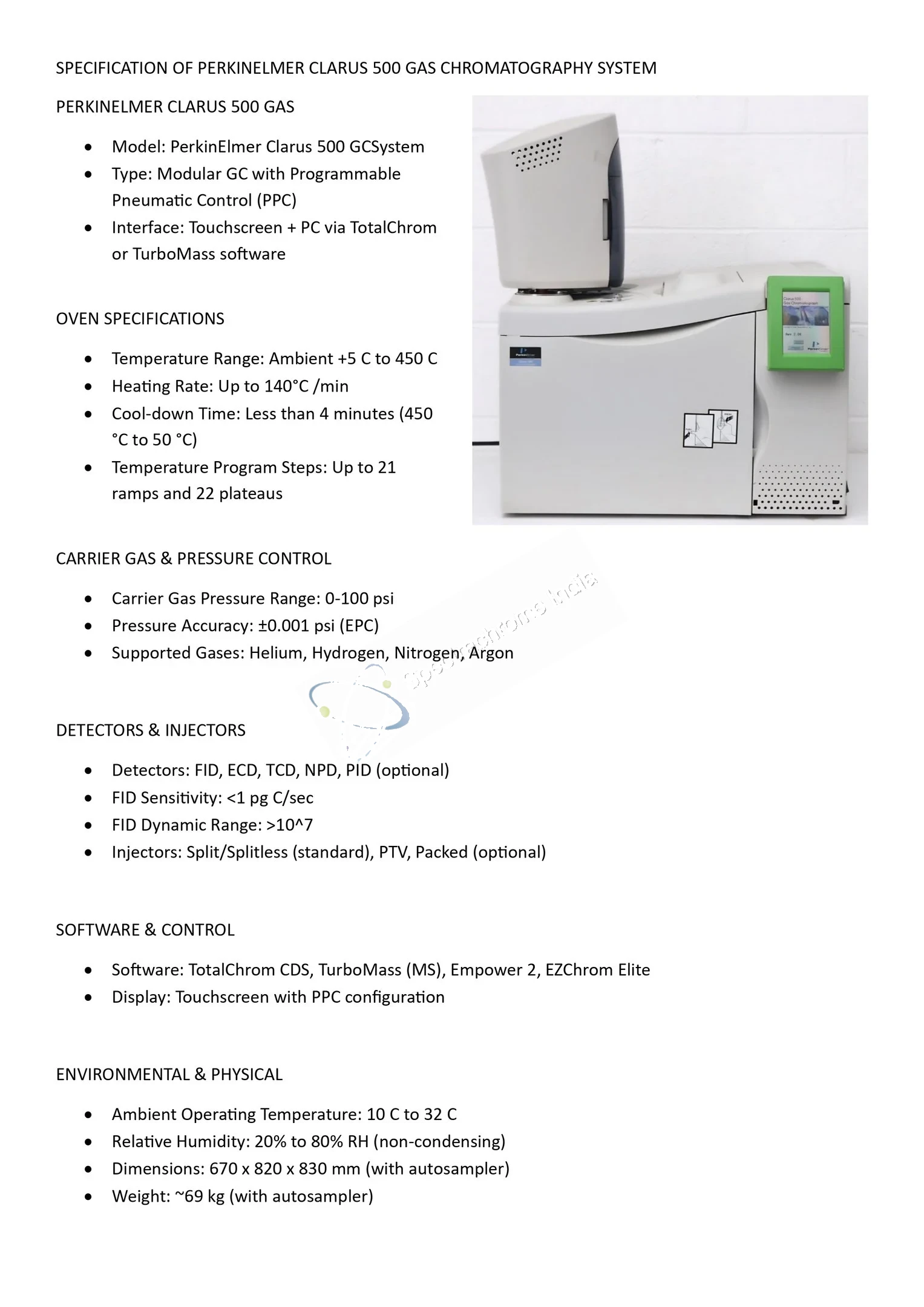 Refurbished Perkin Elmer® GCHS System